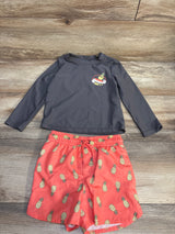 Just One You 2pc Surf's U Rashgaurd Set Grey sz 3T