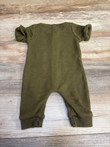 Waffle Knit Button Up Romper Green sz 3m