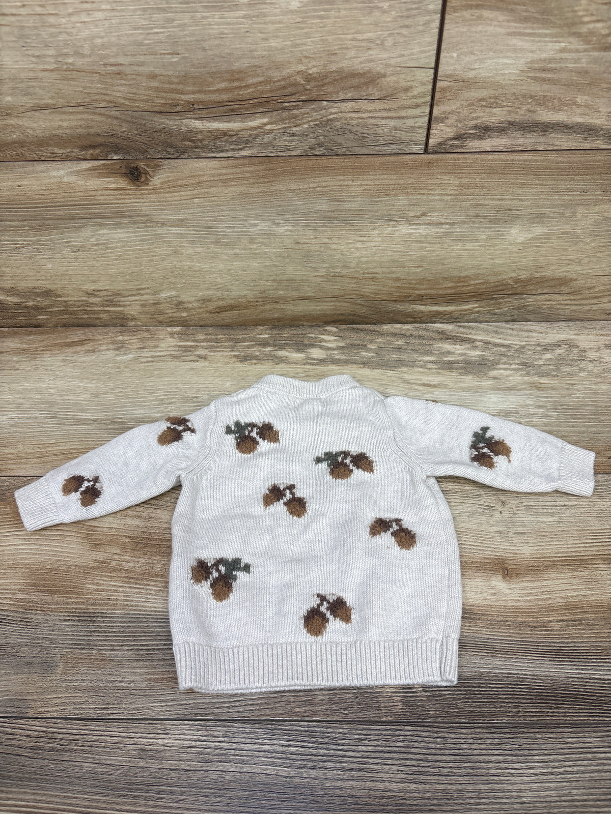 Newbie Acorn Print Knit Sweater Ivory sz 1-2m