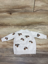 Newbie Acorn Print Knit Sweater Ivory sz 1-2m