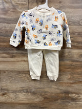 NEW Bluey 2pc 1/4 Zip Pull Over & Pants Set White sz 12m