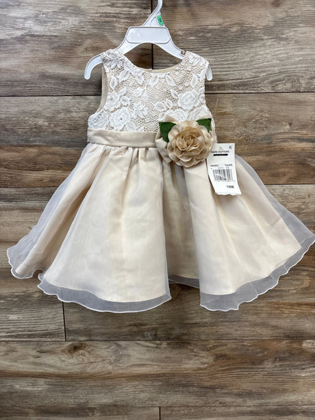 NEW Rare Editions Floral Lace Dress Taupe sz 18m - Me n Mommy To Be
