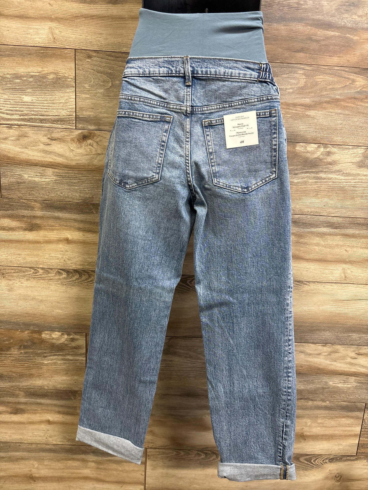 NEW H&M Mama Maternity Straight High Rib Jeans Blue sz Small