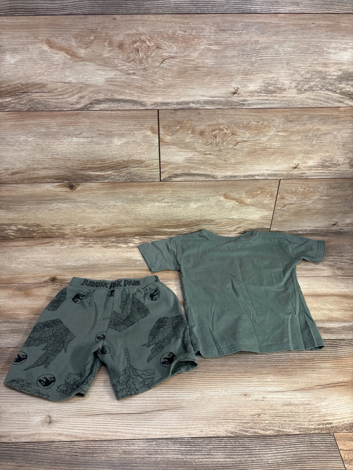 Jurassic Park 2pc T-Rex Shirt & Drawstring Shorts Set Green sz 4T