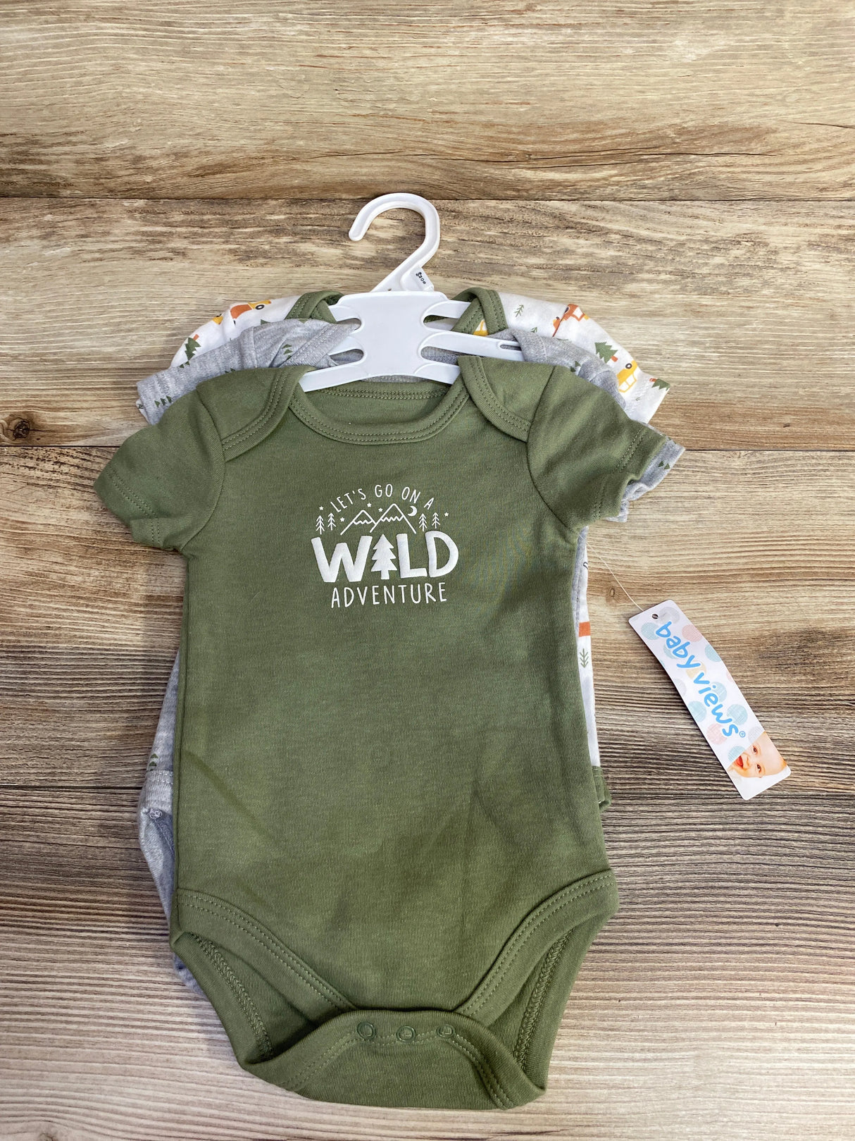 NEW Baby Views 3pk Wild Adventure Bodysuit sz 6-9m