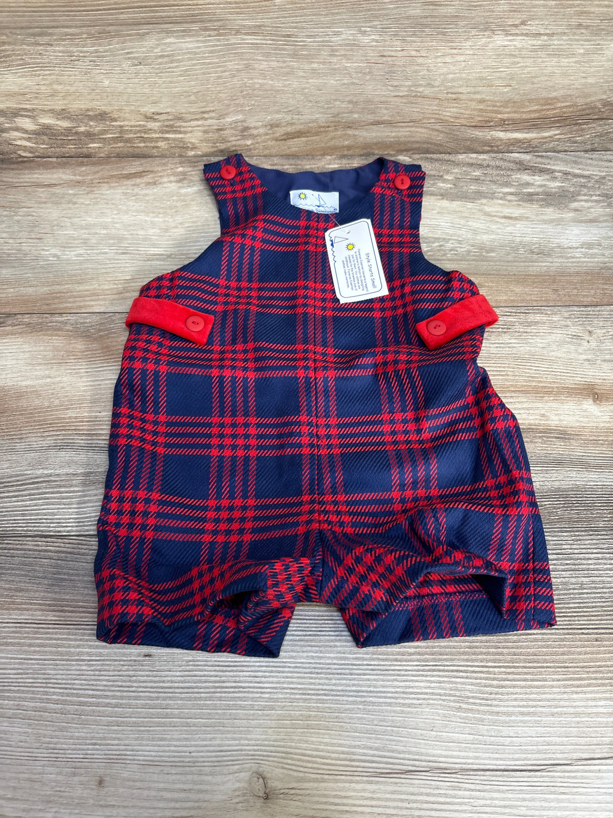 Florence Eiseman Plaid Shortall Navy/Red sz 18m
