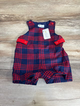 Florence Eiseman Plaid Shortall Navy/Red sz 18m