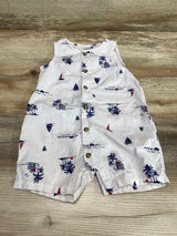 Just One You Sailboat Print Shortie Romper White sz 9m