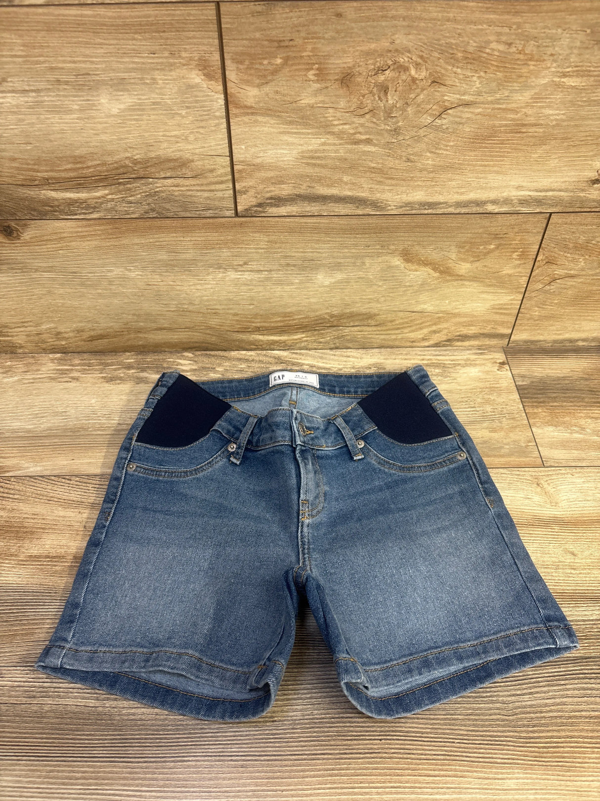 NEW Gap Maternity 4" Inset Panel Denim Shorts Medium Wash Blue sz 25Reg/XS