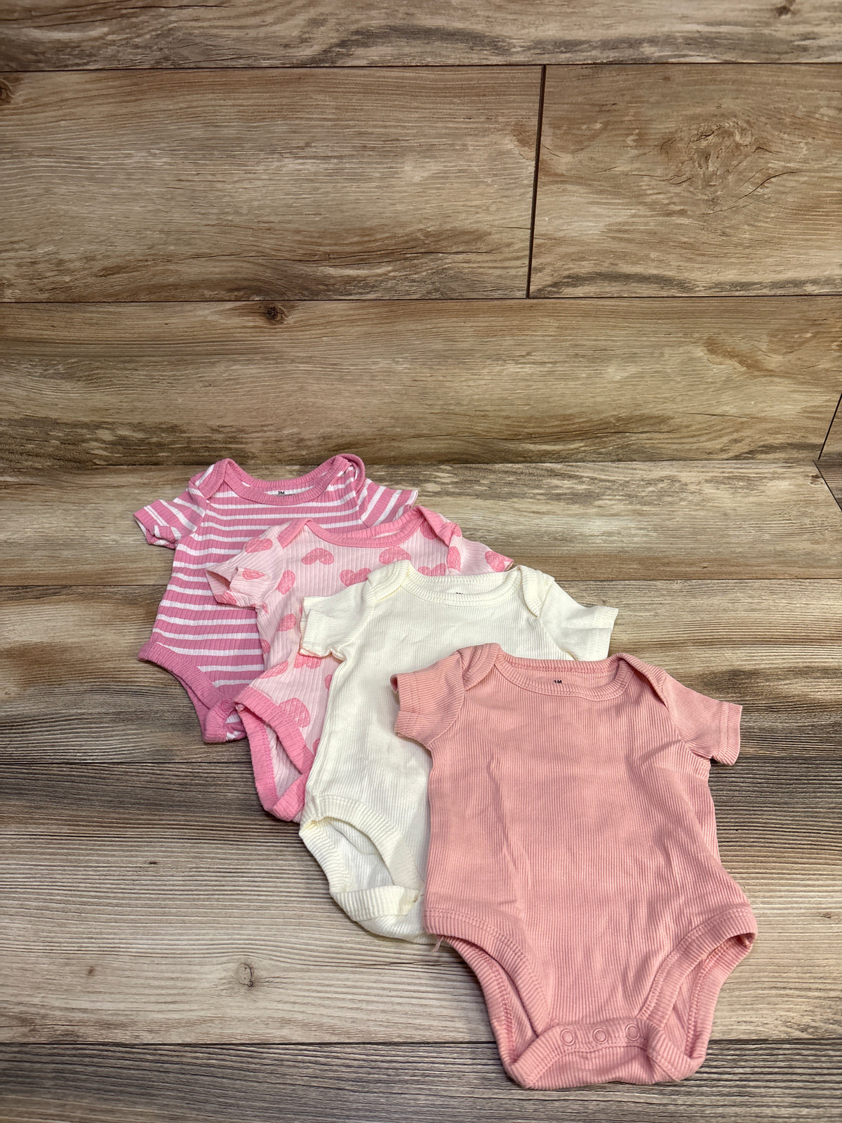 Ribbed 4pk Bodysuit Set Pink sz 3m