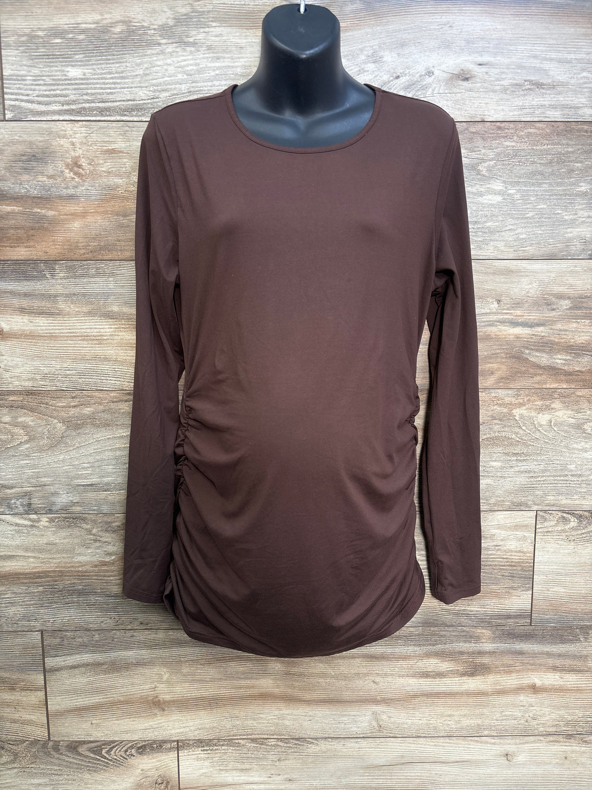 Ekouaer Ruched Long Sleeve Shirt Brown sz Large
