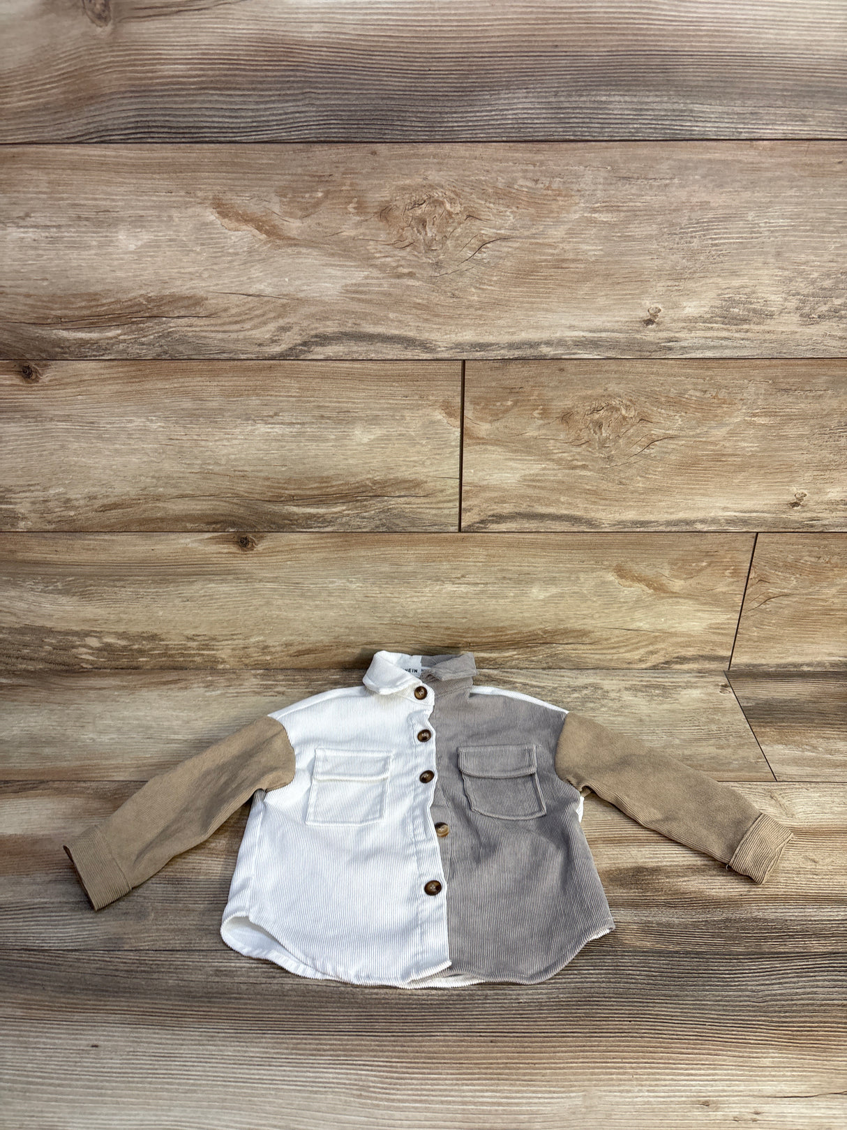 Shein Corduroy Button-Up Shirt White sz 12-18m