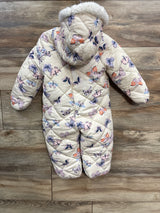 OshKosh Butterfly Print Sherpa-Lined Snowsuit Ivory sz 12m