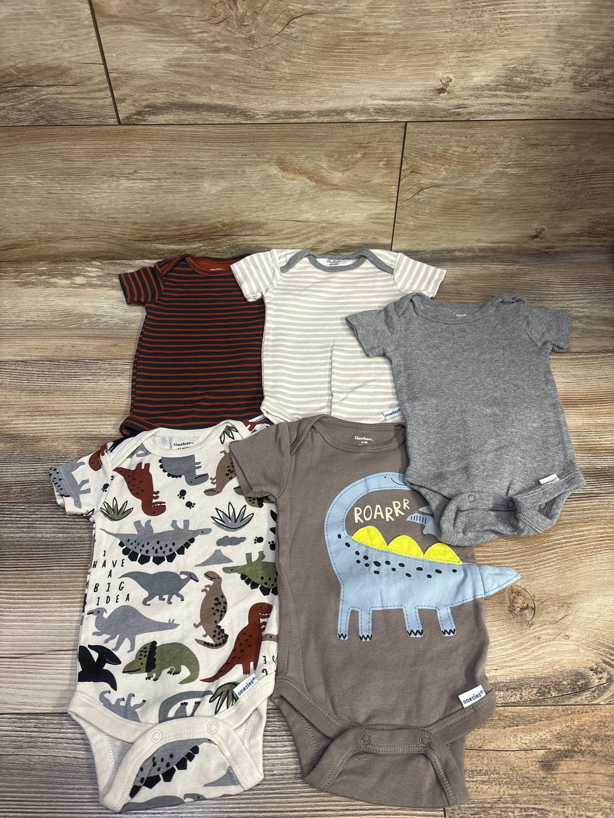 Gerber 5pk Bodysuit Set Grey sz 0-3m