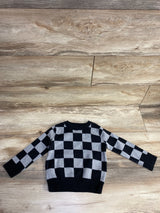 Cat & Jack Checkered Pull Over Sweater Grey/Black sz 2T