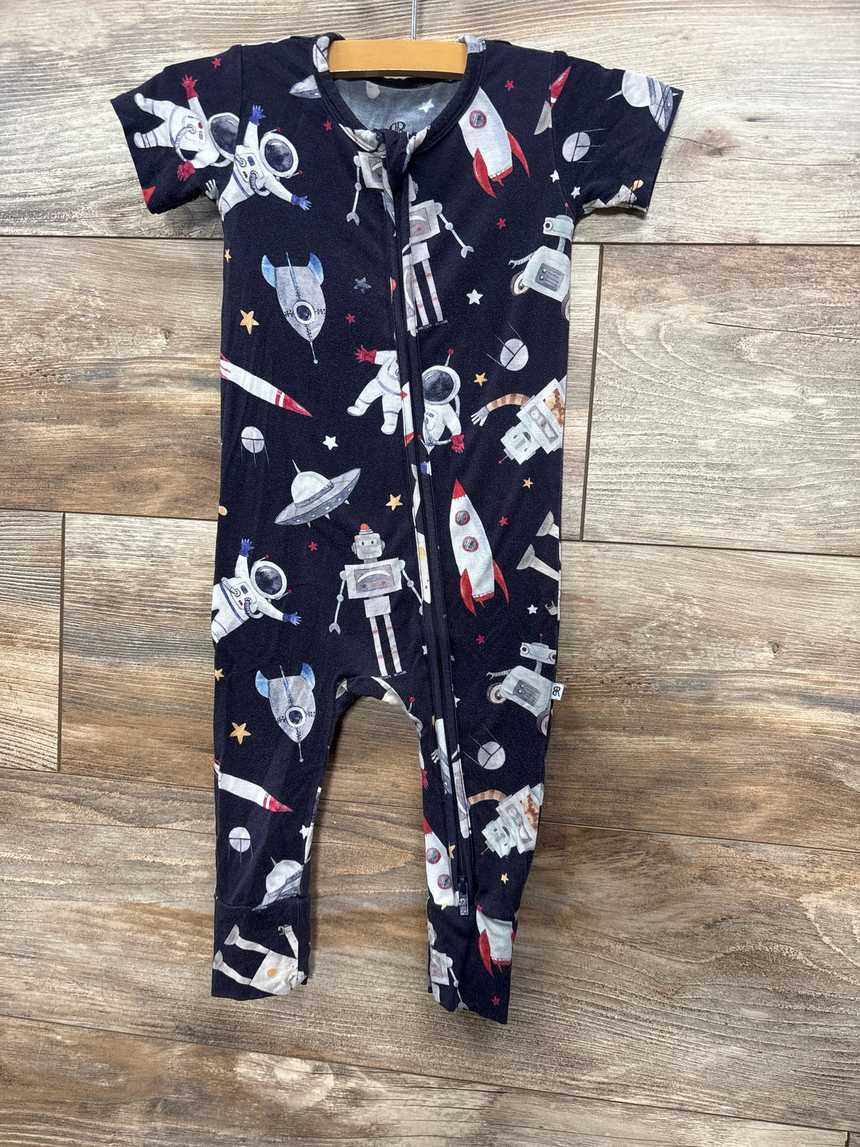 Bums & Roses I Need Space Short Sleeve Romper Navy sz 12-18m