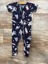 Bums & Roses I Need Space Short Sleeve Romper Navy sz 12-18m