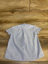 Bums & Roses Striped Seersucker Button-Up Shirt Blue sz 5-6T