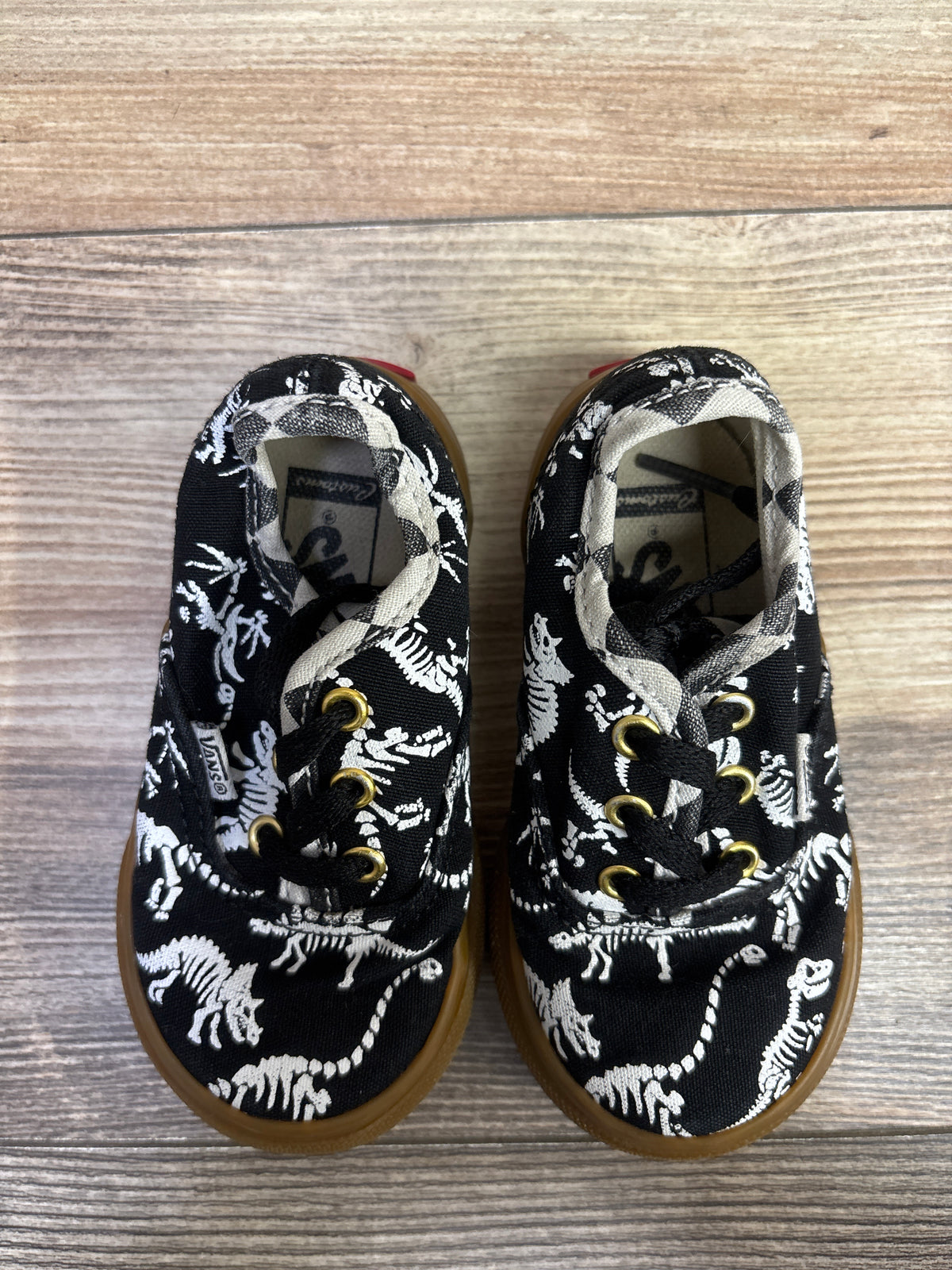 Vans Authentic Dinosaur Skeleton Sneakers Black sz 5.5c