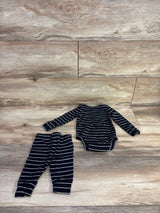 Just One You 2pc Striped Long Sleeve Bodysuit & Pants Set Black sz 3m