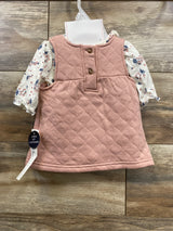 NEW Nicole Miller 3pc Floral Ribbed Bodysuit & Sweater Knit Dress Pink sz 0-3m