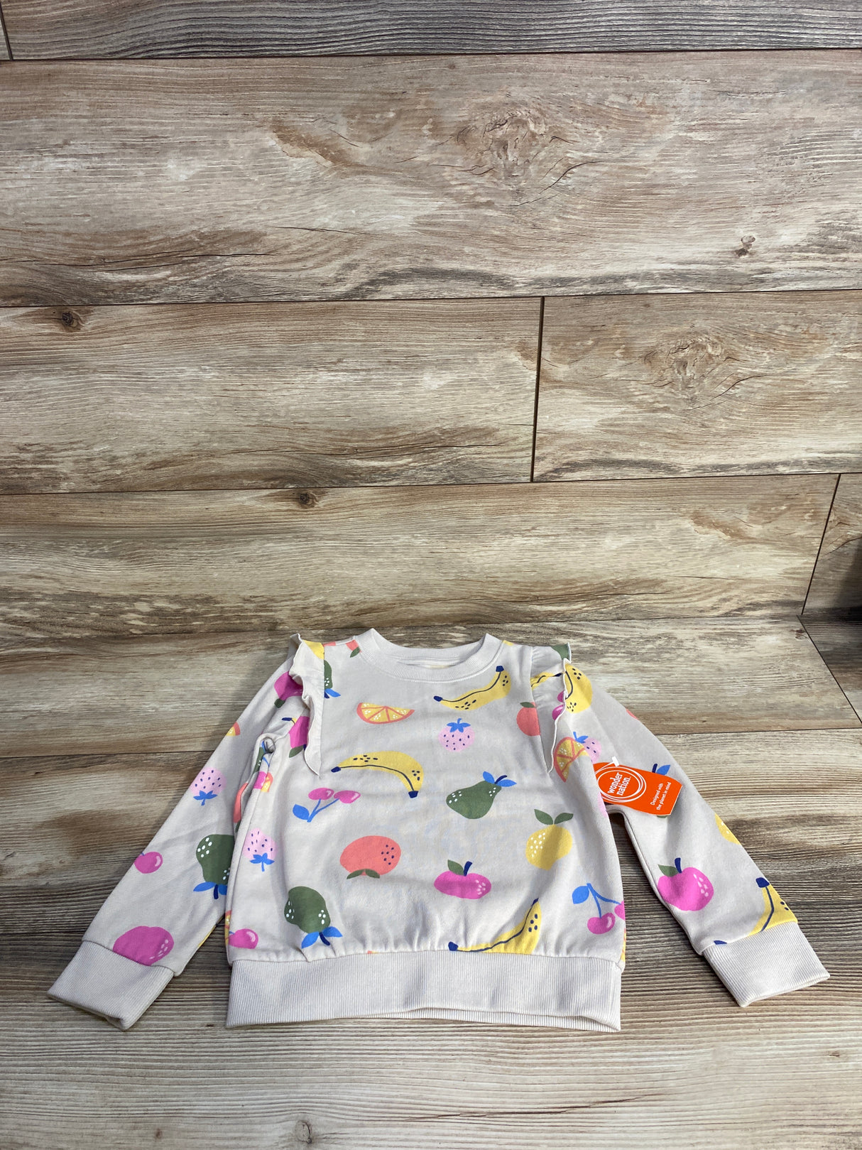 NEW Wonder Nation Fruit Pull Over Sweatshirt Tan sz 4T