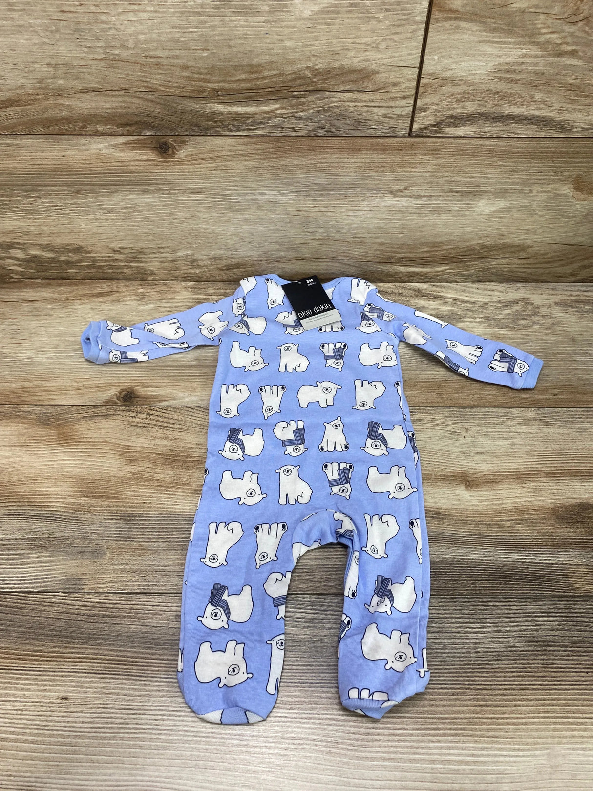 NEW Okie Dokie Polar Bear Footed Coverall Blue sz 3m