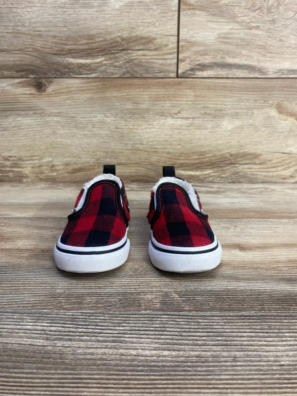 Vans Sherpa Lined Slip-On Shoes Red Plaid sz 6.5c - Me n Mommy To Be