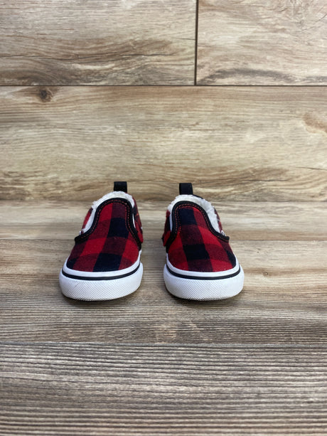 Vans Sherpa Lined Slip-On Shoes Red Plaid sz 6.5c - Me n Mommy To Be