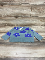 NEW Baby Gap Flower Knit Split-Hem Green Sweater sz 3T