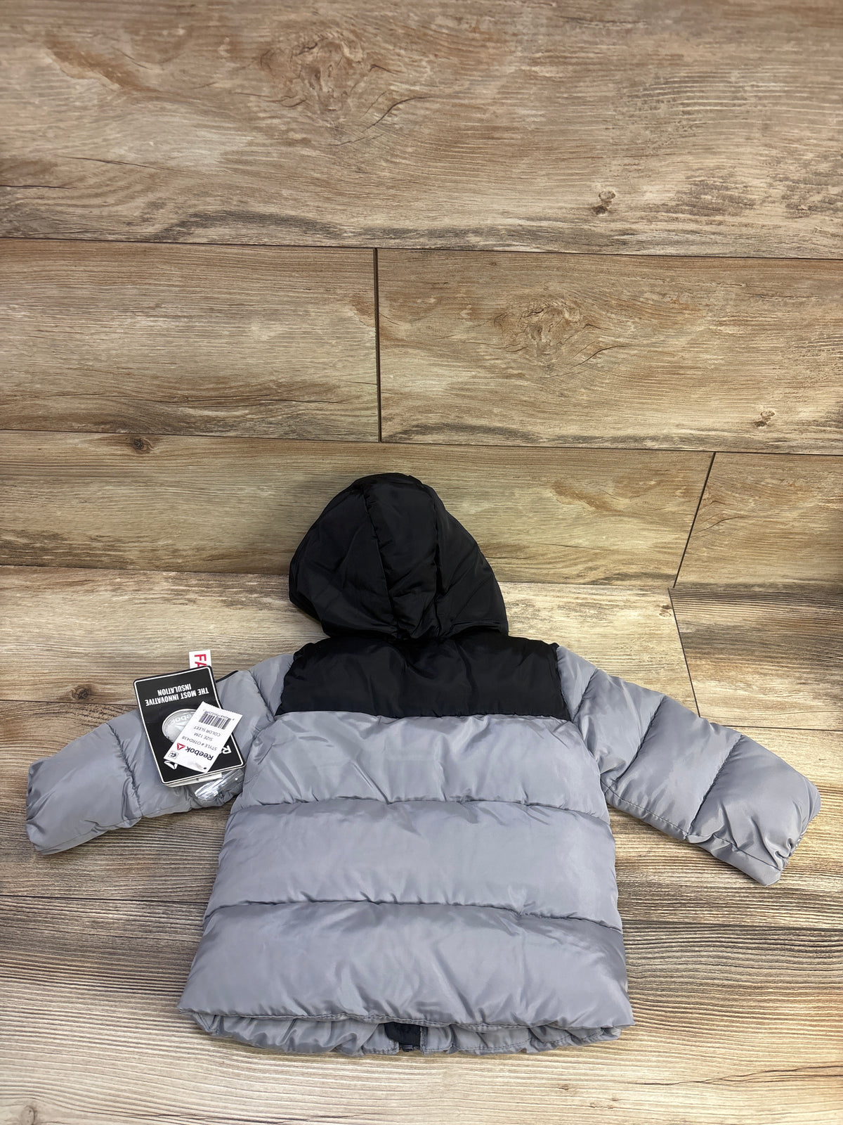 NEW Reebok Hooded Heavyweight Puffer Jacket in Sleet sz 12m