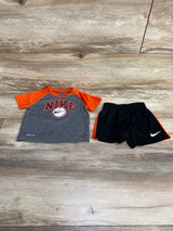 Nike 2pc Dri Fit Just Do It Shirt & Shorts Orange/Gray sz 12m