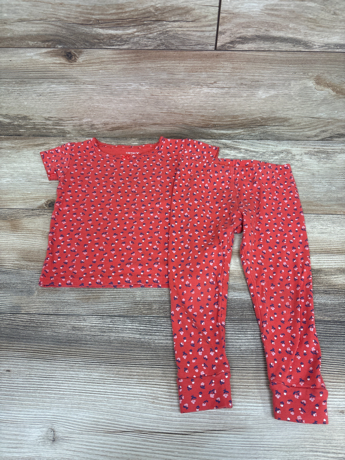 Carter's 2pc Floral Pajama Set Coral sz 2T