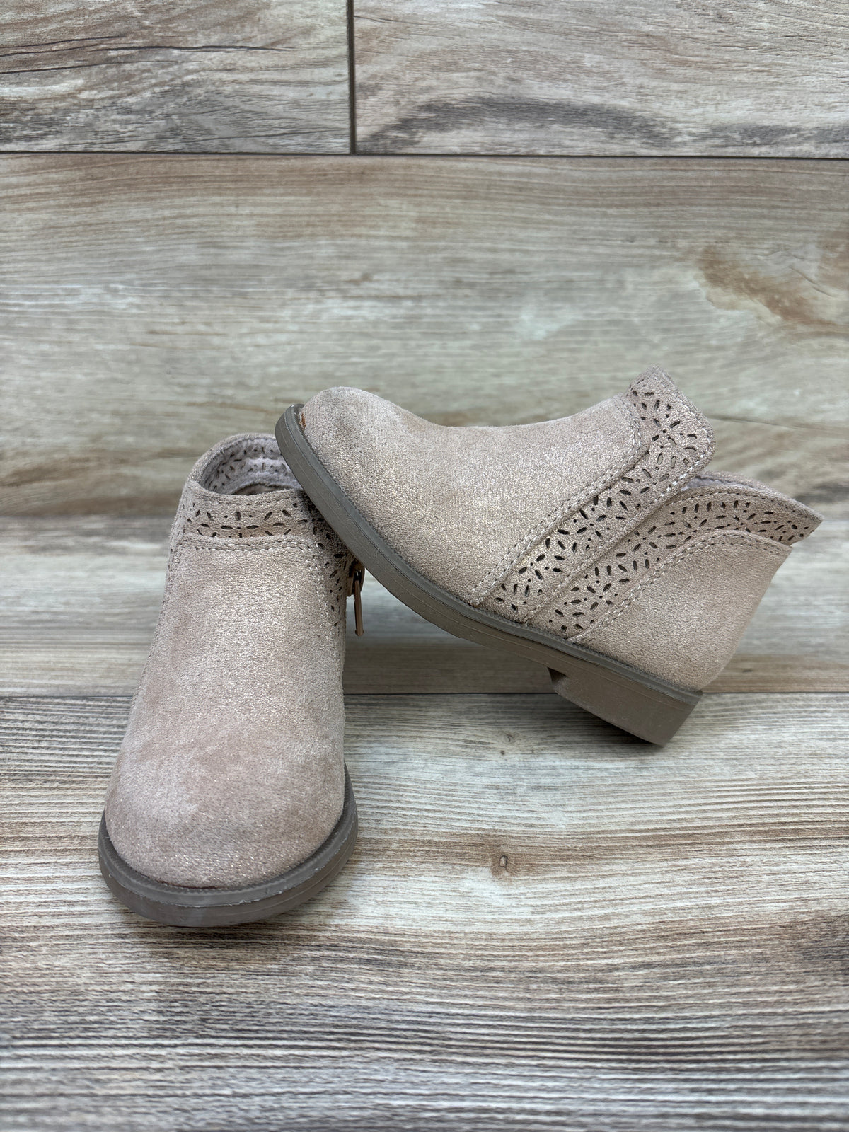 Happily Grey Perforated Fashion Boots Pink sz 8c