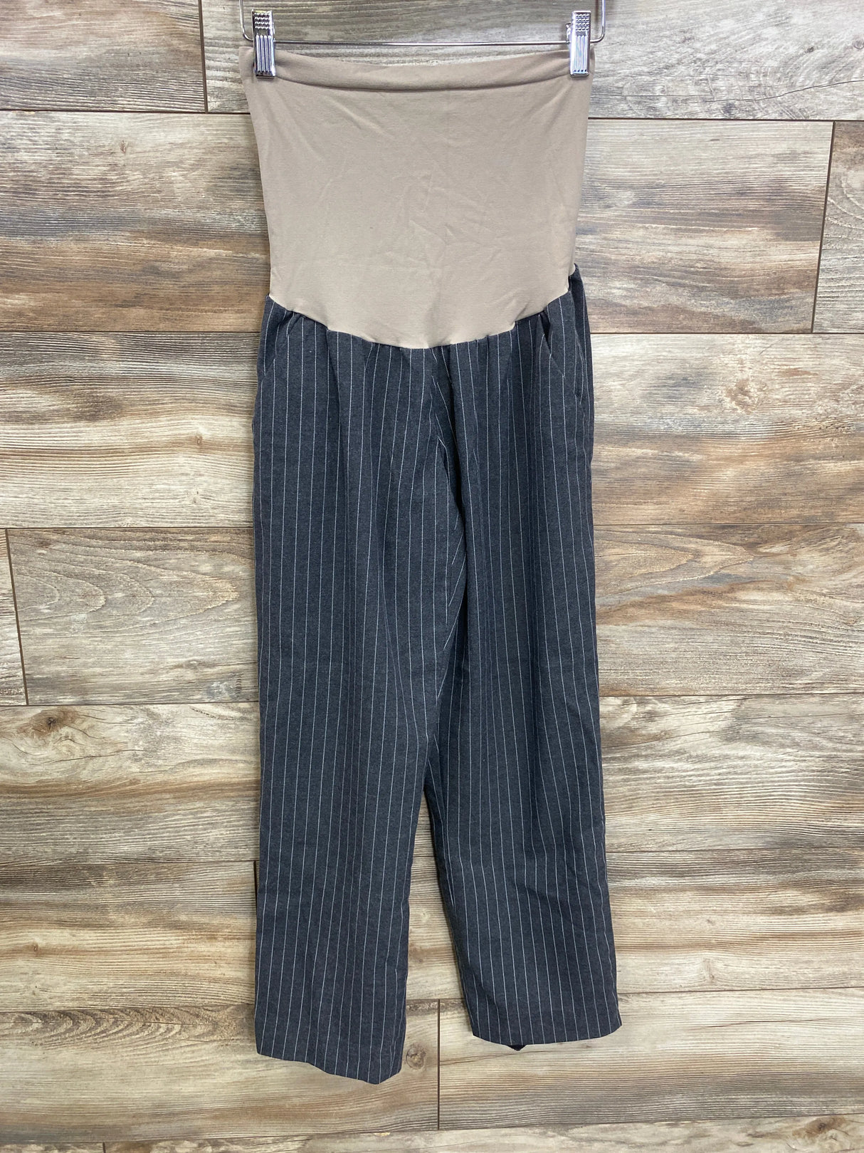 A Pea In The Pod Full Panel Striped Maternity Pants Grey sz Large