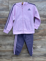 Adidas 2pc Regular Fit Full Zip Hoodie Set Pink sz 5T
