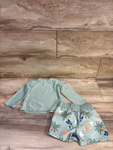 Disney Baby 2pc Mickey Rash Guard & Swim Trunks Set Green sz 12m