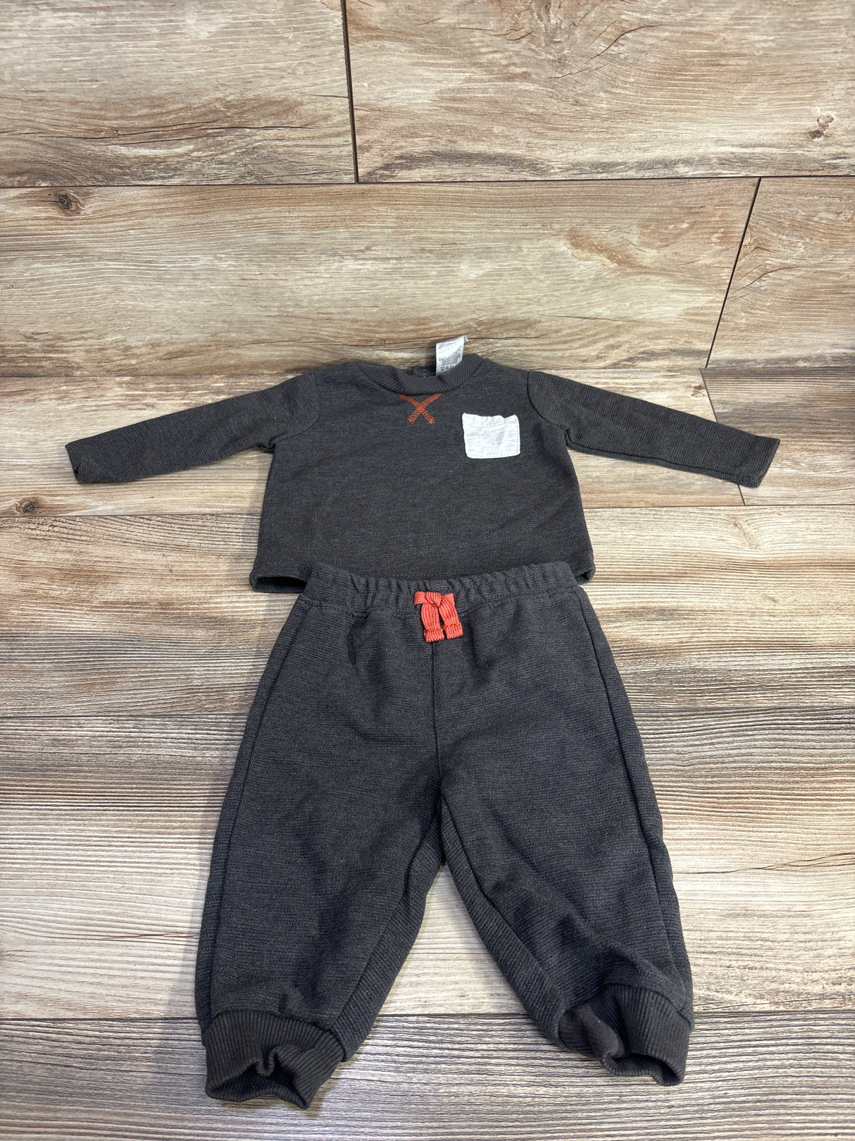 Little Lad 2pc Ribbed Sweatshirt & Pants Set Grey sz 6-9m