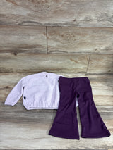 NEW DKNY 2pc Velour Knit Star Sweater & Flare Pants Purple sz 18m