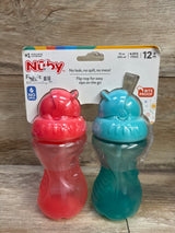 NEW Nuby Flip-It Soft Straw Cup Pink/Blue 2pk 10oz