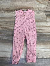 Willow + Whimsy Ribbed Cherry Print Coverall Pink sz 18m