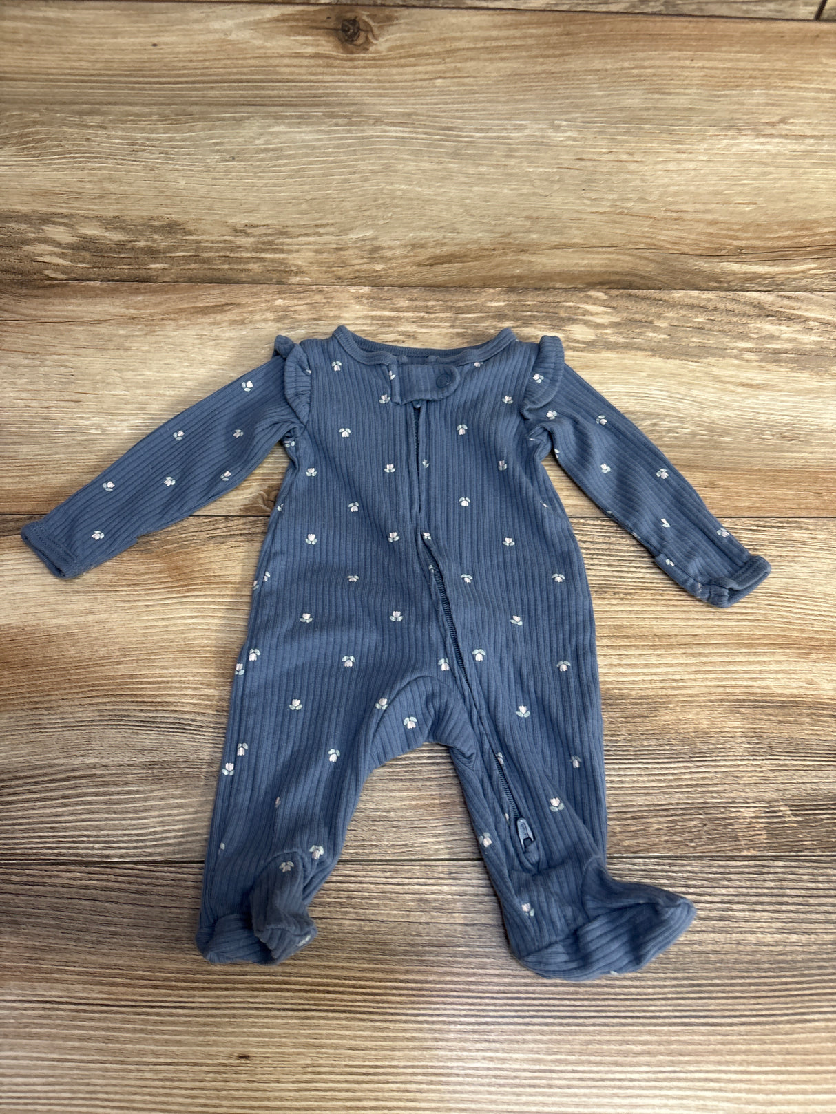 Carter's Floral Ribbed Sleeper Blue sz Preemie
