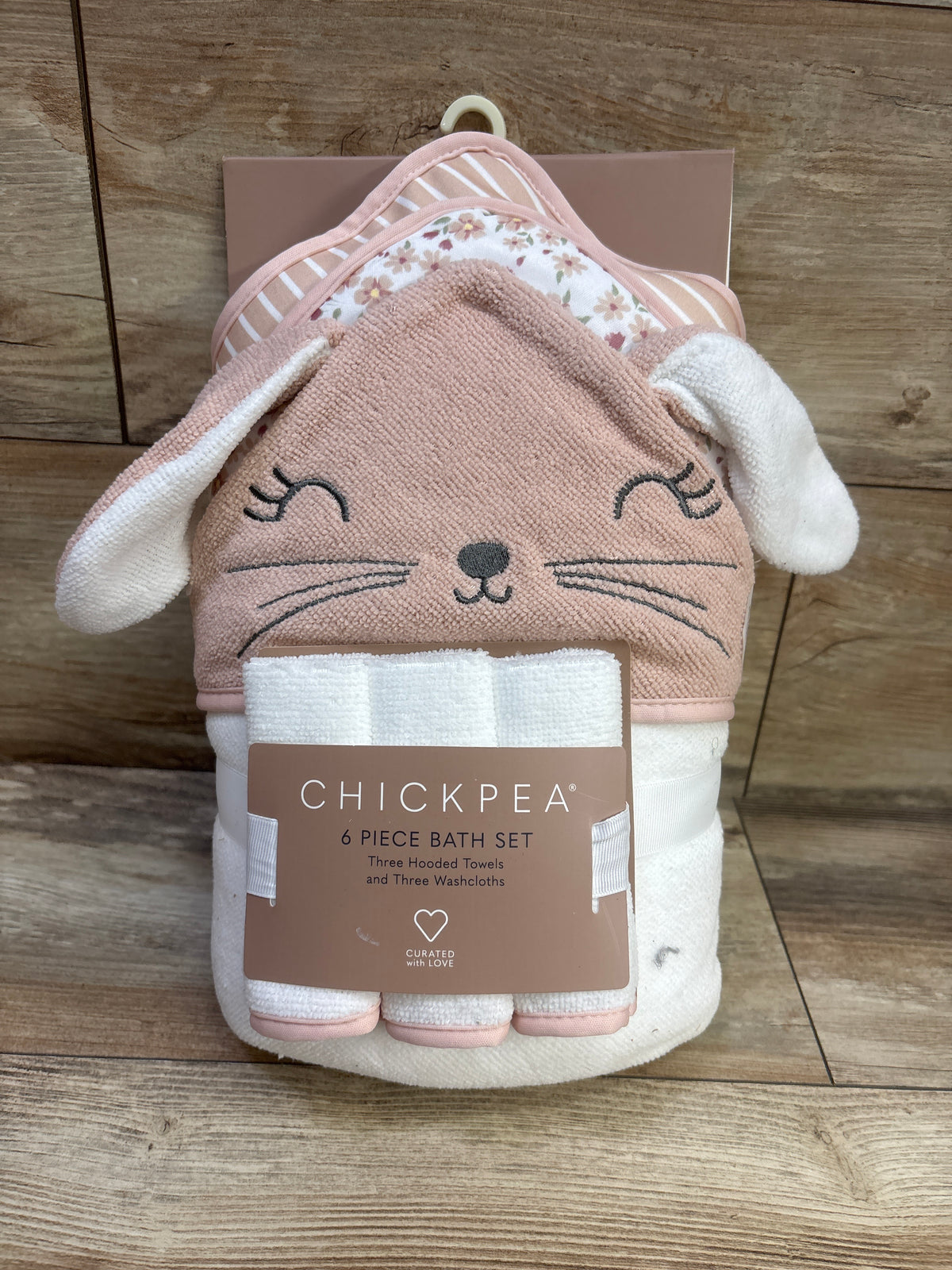 NEW Chick Pea 6pc Hooded Towel & Washcloths Bath Set