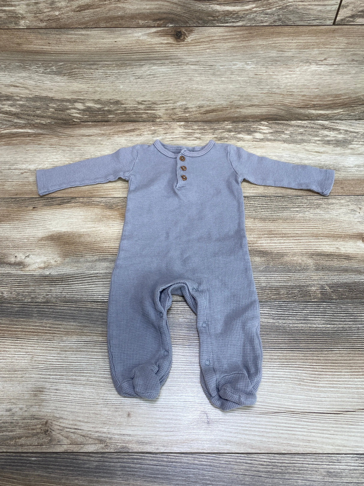 Rabbit Moon Organics Henley Footed Coverall Grey sz 3-6m