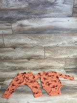 Old Navy 2pc Dinosaur Waffle Knit Bodysuit & Bottoms Set Coral sz 18-24m