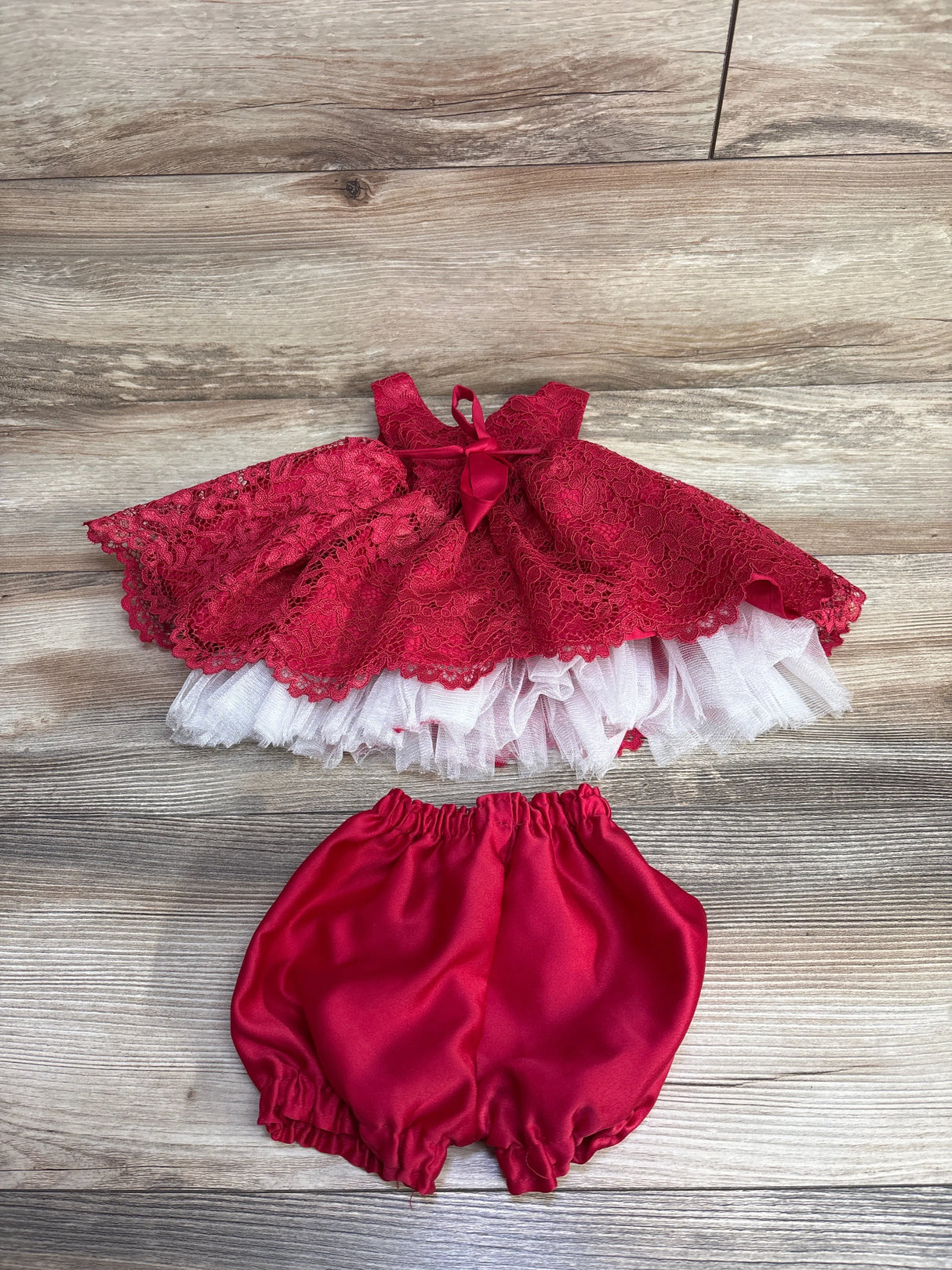 American Princess 2pc Pearl Bow Dress Red sz 6m