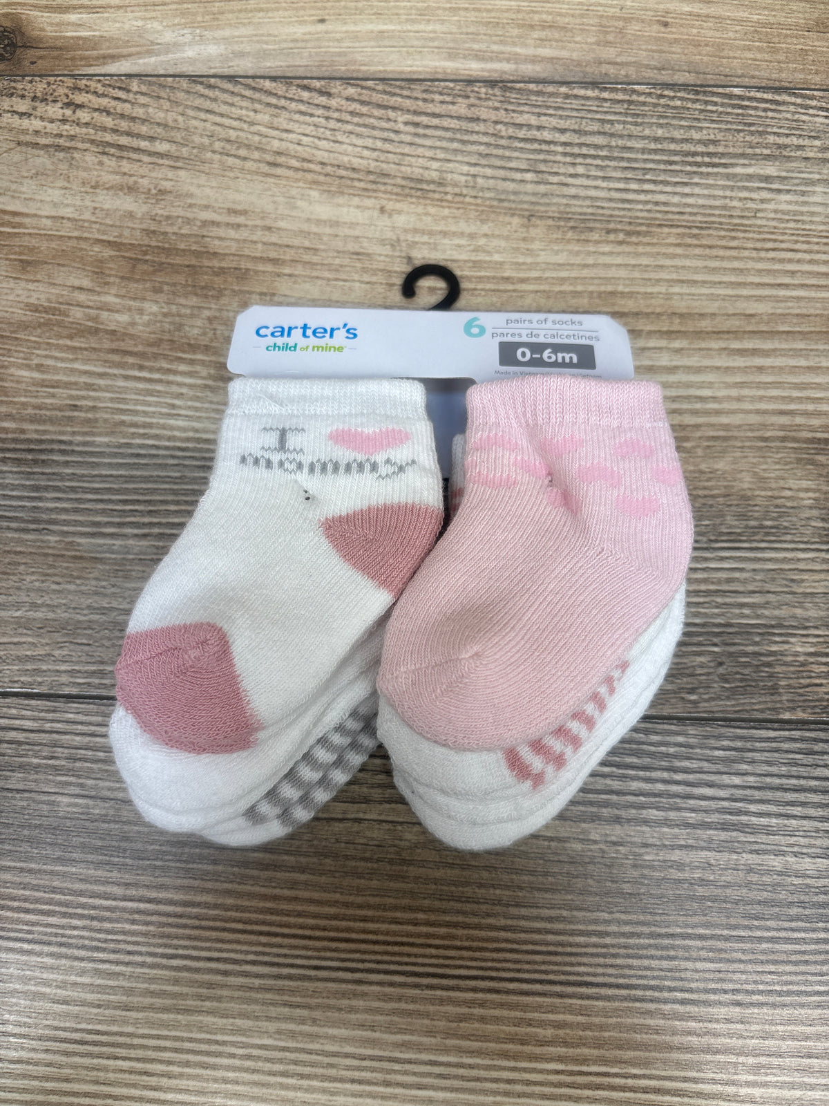 NEW Child Of Mine 6pk Crew Socks White/Pink sz 0-6m