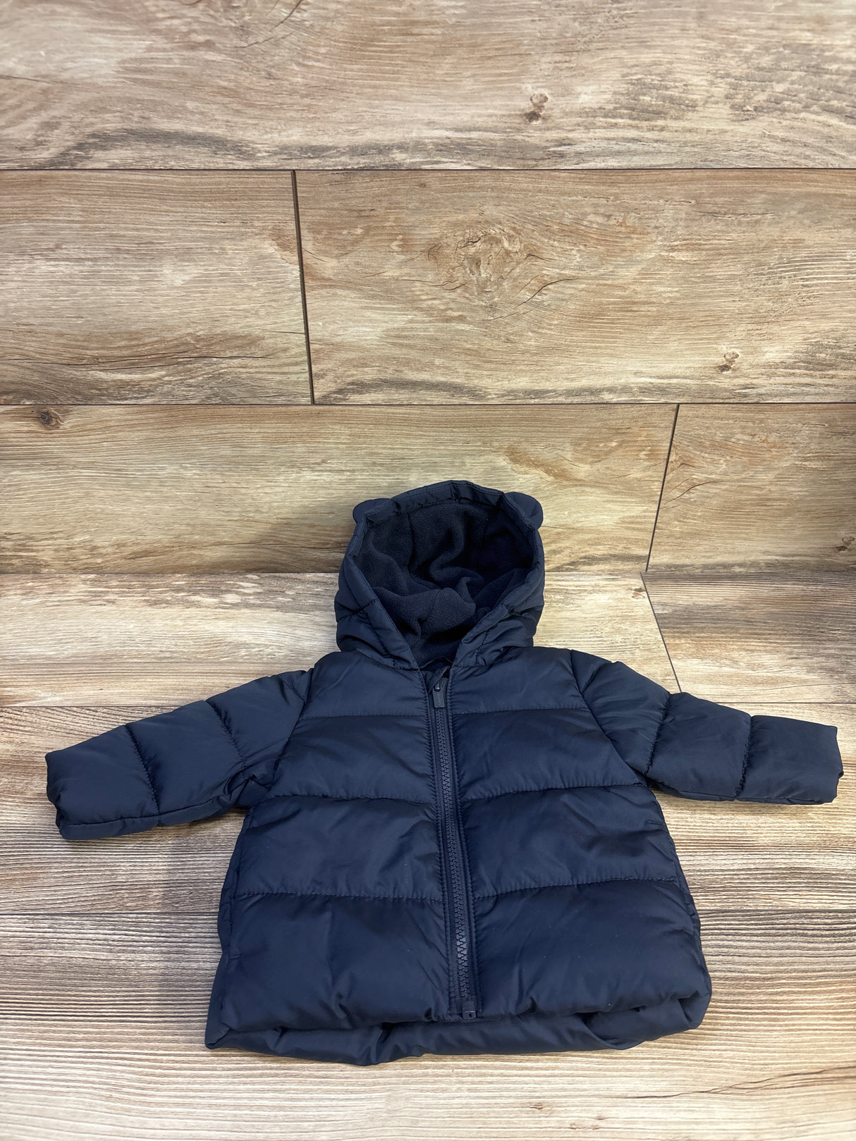 Old Navy Water-Resistant Hooded Critter Puffer Jacket Navy sz 3-6m