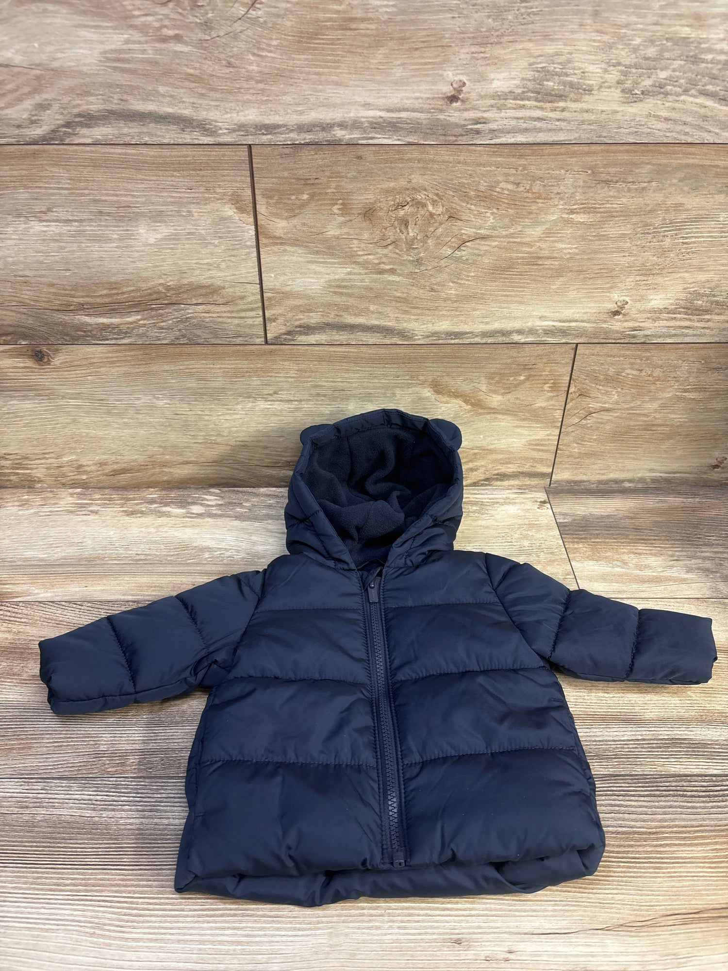 Old Navy Water-Resistant Hooded Critter Puffer Jacket Navy sz 3-6m