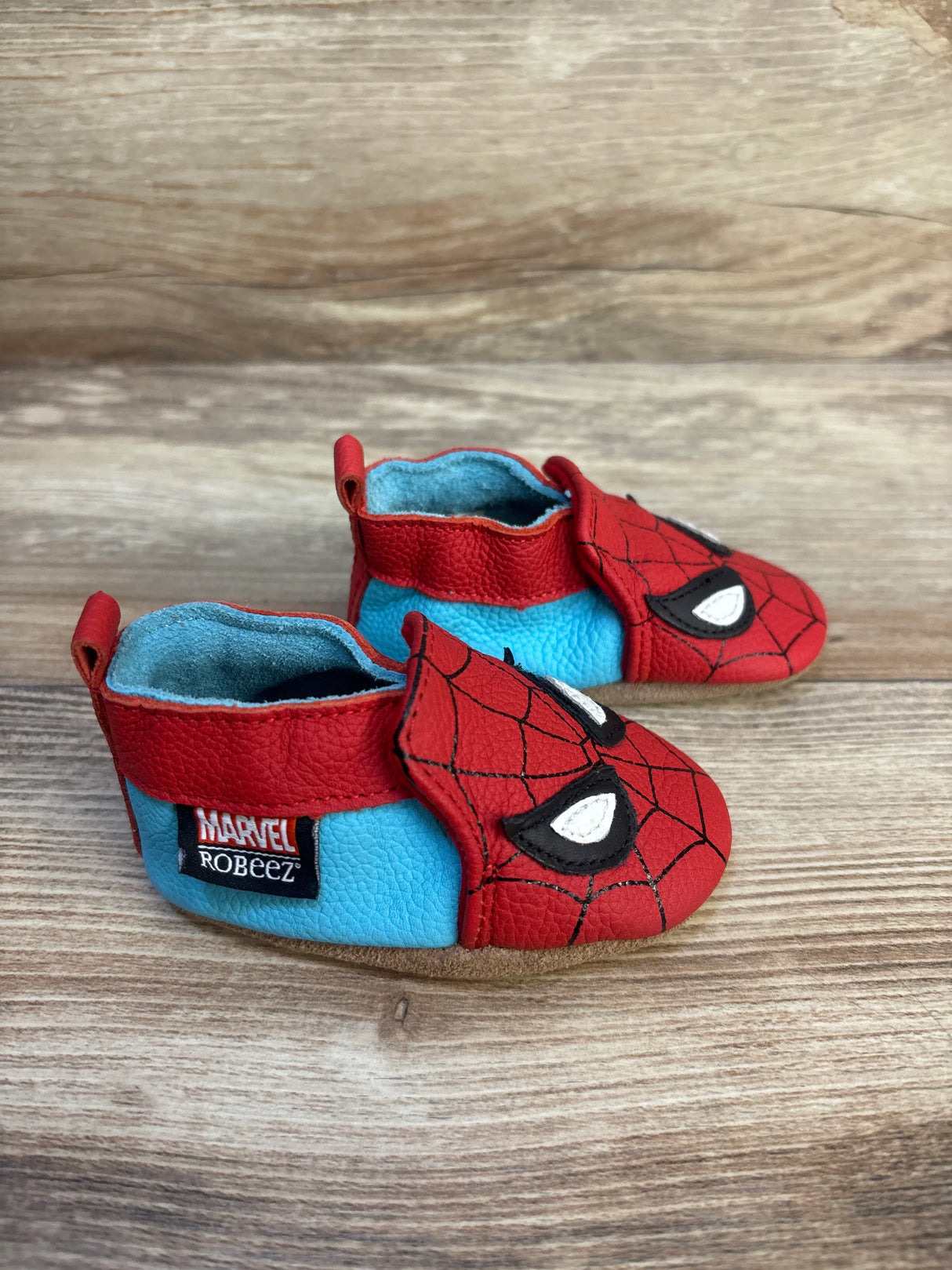 Spider-Man baby shoes with red and blue Marvel design, soft sole for infants